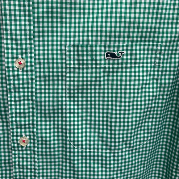 Vineyard Vines Classic Fit Tucker Long Sleeve Button Down Green Gingham S Shirt - Picture 4 of 6